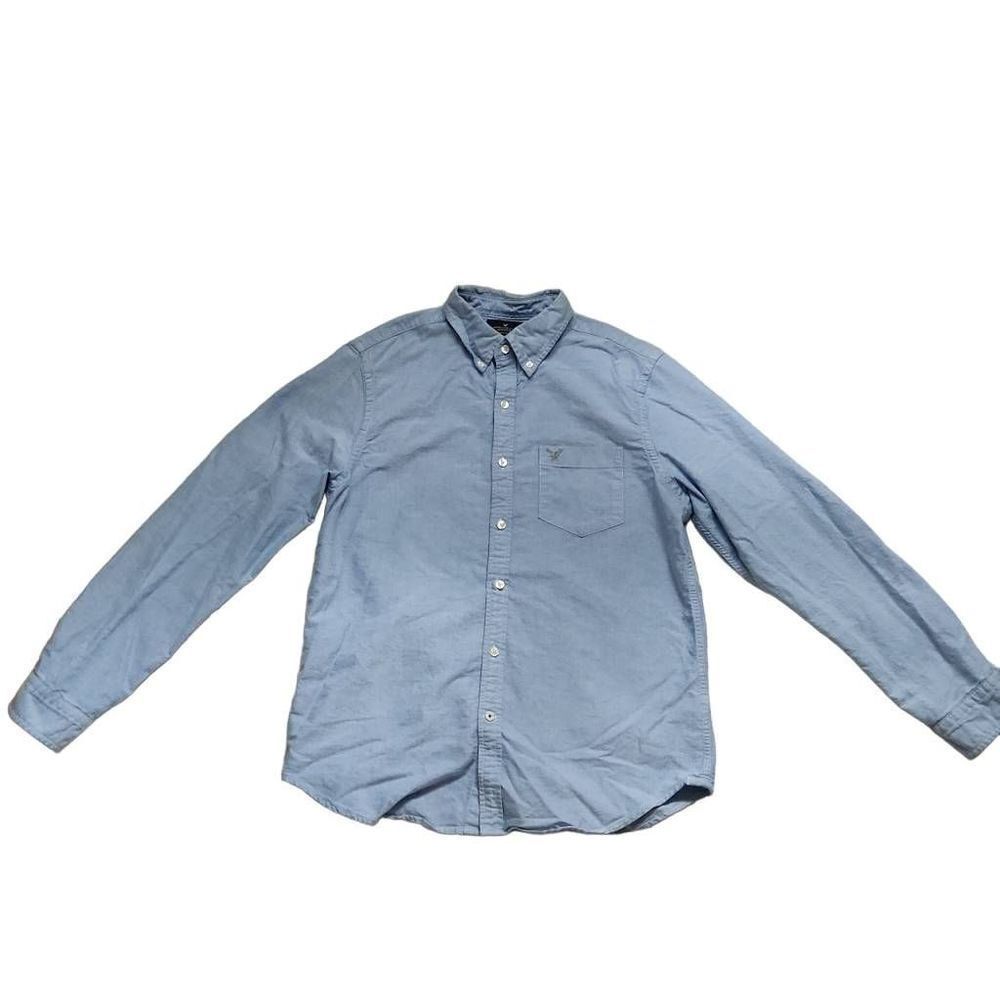American Eagle Outfitters Men's Blue Long Sleeve Button Down Shirt - Size Large